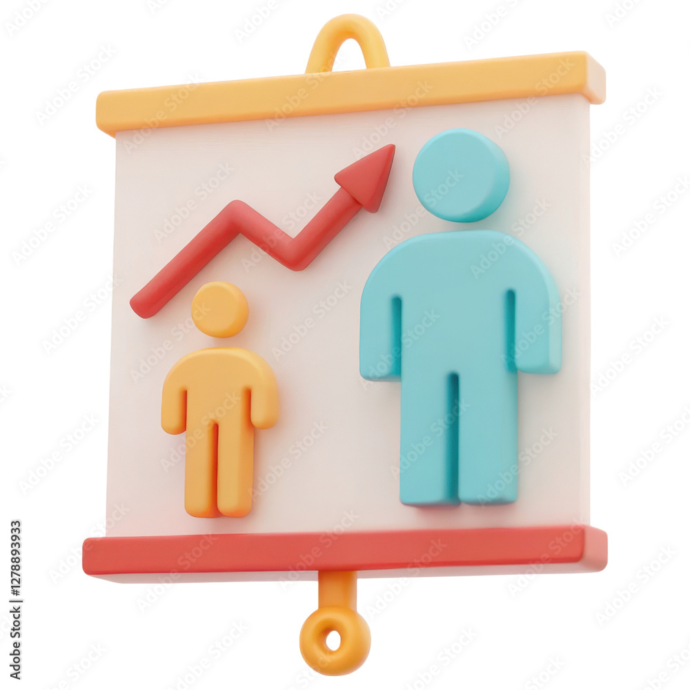 3D Render of Pastel Colored Growth Chart on White Board 3D Render of Pastel Colored Growth Chart on White Board