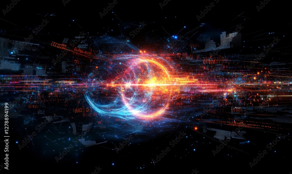 Abstract Digital Science and Algebra Energy Concept with Vibrant Data Streams and Mathematical Equations Abstract Digital Science and Algebra Energy Concept with Vibrant Data Streams and Mathematical Equations