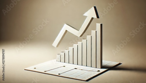 A very simple concept of a trend arrow pointing upwards in a minimalistic financial or stock chart. photo