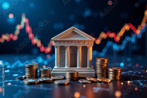 Financial Stability Bank Model with Coin Stacks Stock Market Graph