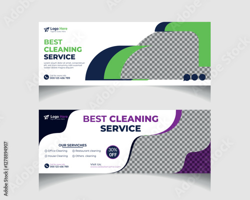 Cleaning service social media post vector banner template design