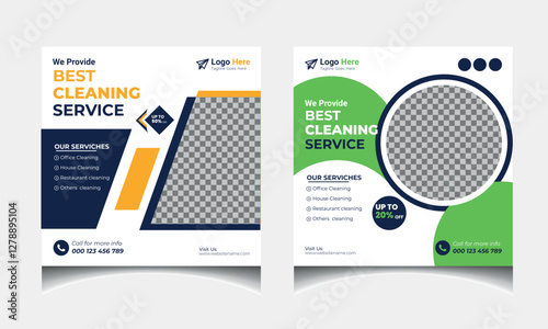 Cleaning service social media post vector banner template design