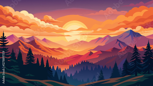 Smoky mountain sunset