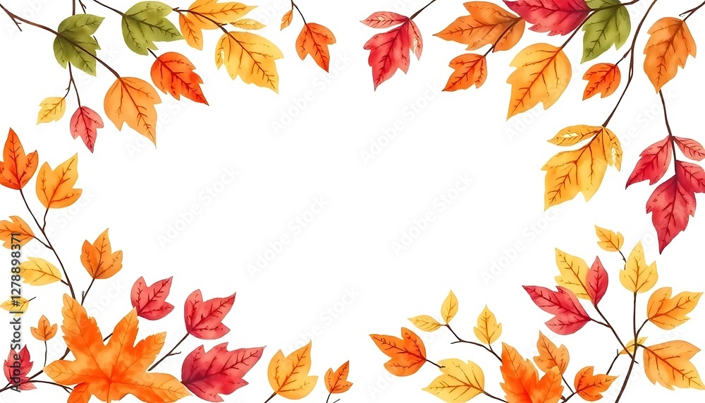Beautiful Frame Autumn White Background Greeting Card Beautiful Frame Autumn White Background Greeting Card
