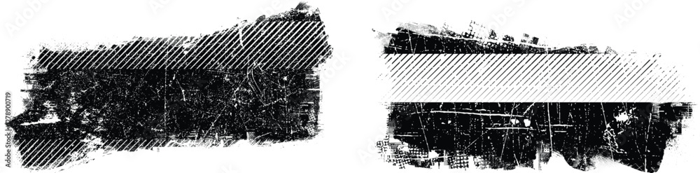 Obraz premium Grunge textured banner with rough edges. Halftone dots texture. Overlay grunge texture . Simply place texture over any object to create grunge effect . Banner with scratched surface for your design. 