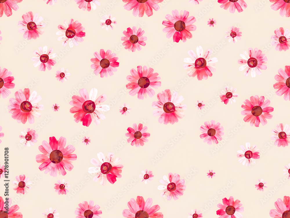 Seamless Pink Daisy Flower Pattern on Soft Background Seamless Pink Daisy Flower Pattern on Soft Background