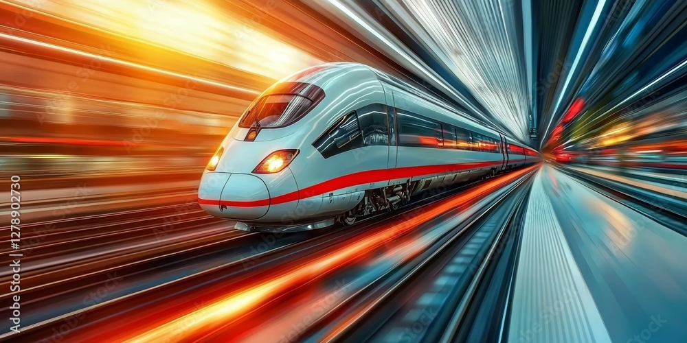 Fototapeta premium Modern train showcasing high-speed capabilities