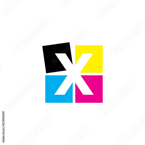 Negative Space Letter X With CMYK Color