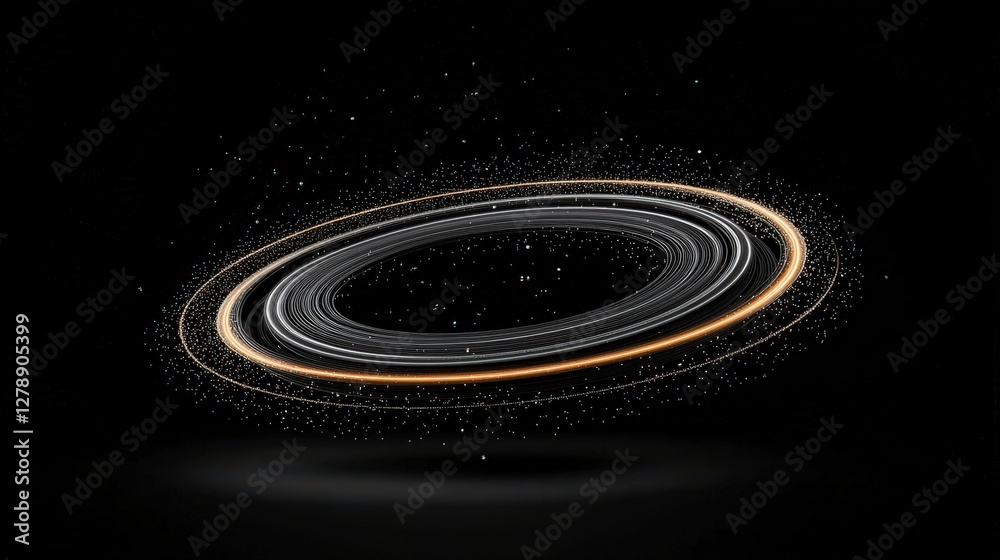 Fototapeta premium Abstract Circular Light Pattern with Glowing Particles on Dark Background