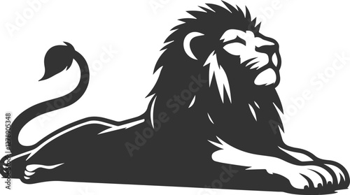 A lion stretching lazily after a nap vector animal silhouette