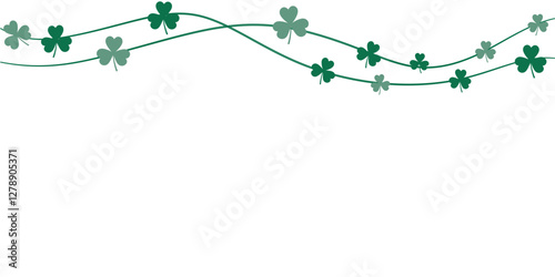 Lucky leaf clover vector illustration for Irish Patrick's day decoration on transparent background