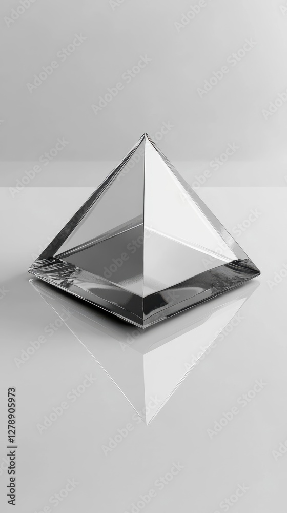 Fototapeta premium A Glass Pyramid Reflects On A Smooth Surface