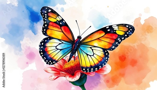 A painted butterfly on a flower