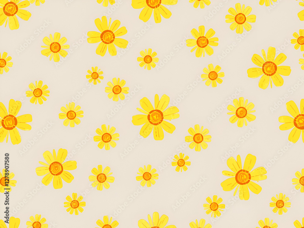Elegant Yellow Daisy on Pastel Cream Background Elegant Yellow Daisy on Pastel Cream Background