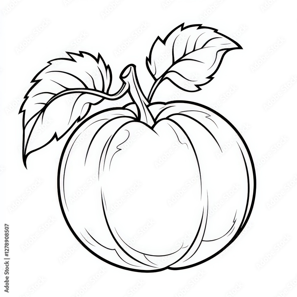 Black and White Outline of an Apple Fruit Black and White Outline of an Apple Fruit