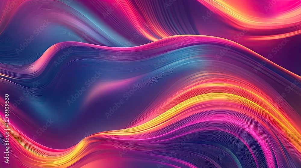 Fototapeta premium A colorful, abstract painting with a purple and blue wave