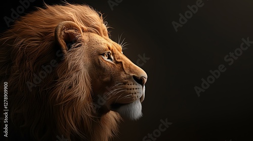 Wallpaper Mural A majestic lion in profile showcasing its magnificent mane and intense gaze. Torontodigital.ca