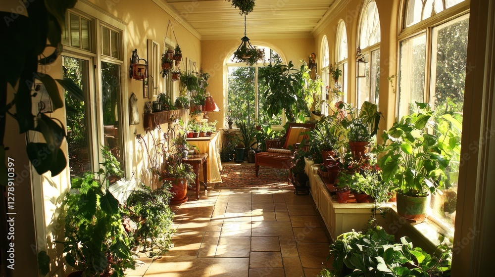 Sunlit Conservatory: A haven of greenery and tranquility Sunlit Conservatory: A haven of greenery and tranquility