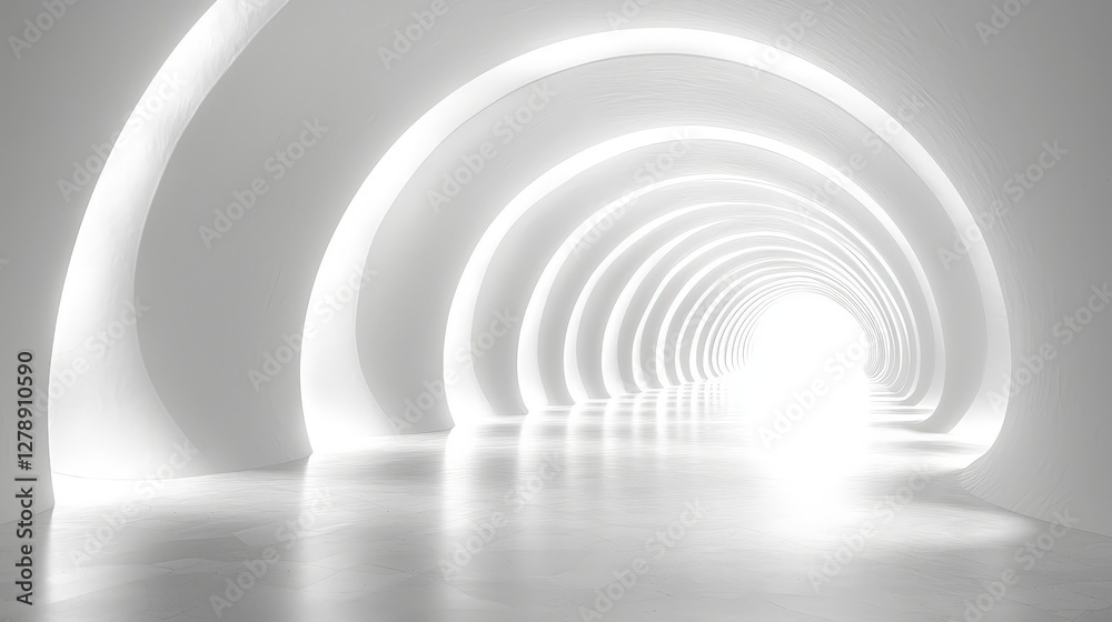 Obraz premium Serene Abstract Corridor with Soft Illumination and Curved Architectural Lines