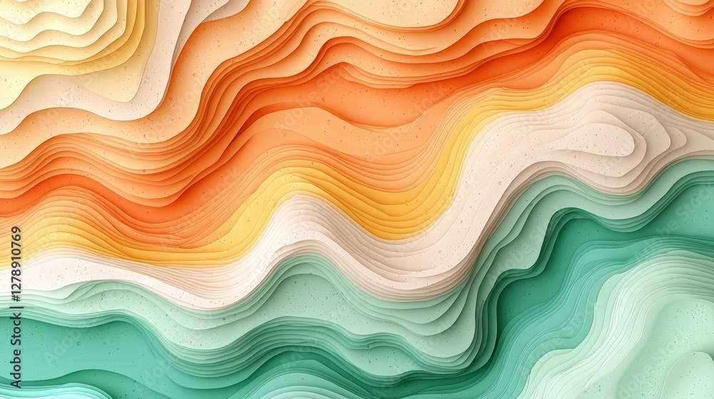 Colorful Abstract Waves in Soft Textured Layers Representing Fluidity and Movement in Art Colorful Abstract Waves in Soft Textured Layers Representing Fluidity and Movement in Art