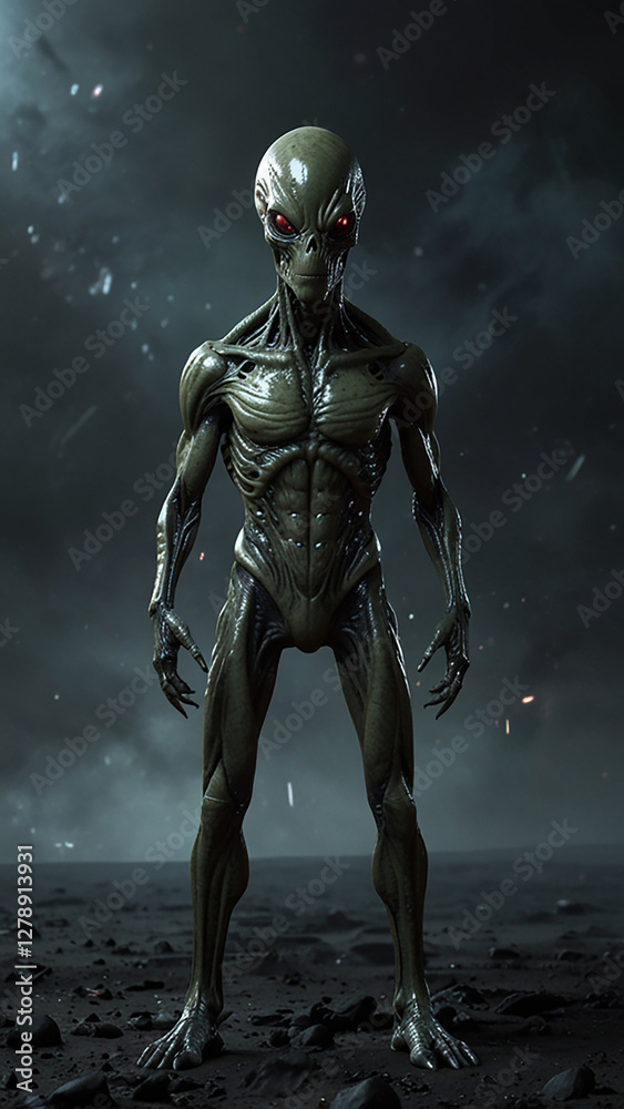 Fototapeta premium Alien standing Photo banner web banner template photo