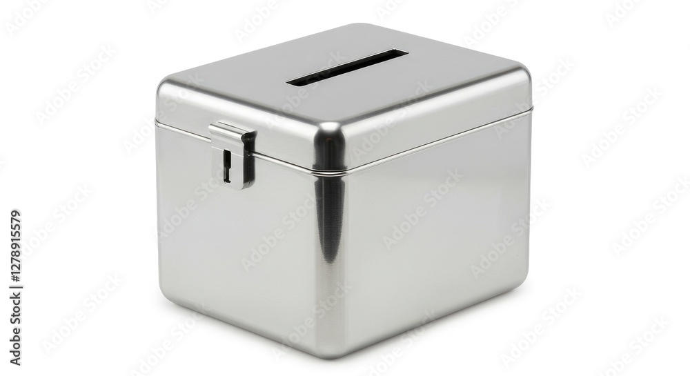 Metal Suggestion Box or Donation Box on a White Background Metal Suggestion Box or Donation Box on a White Background