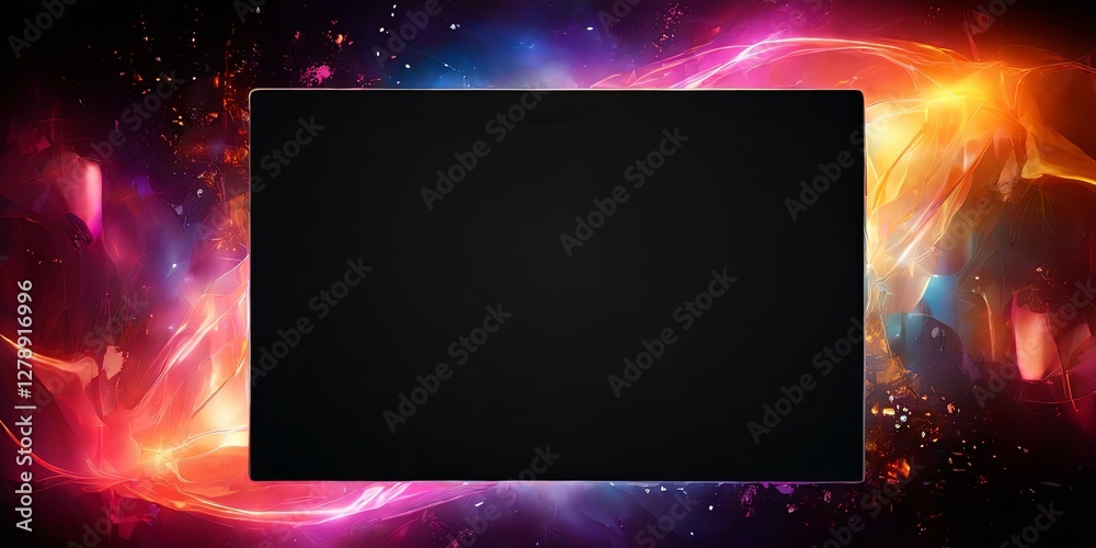 Obraz premium A black screen with a purple and orange background
