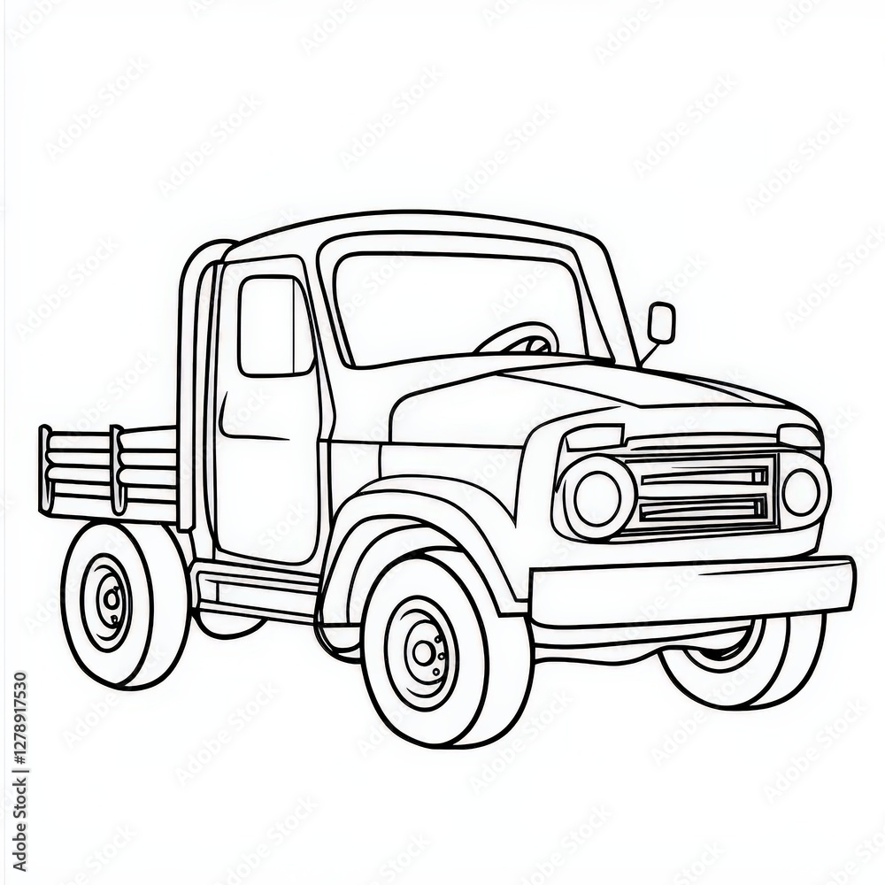 Classic Pickup Truck Line Art Illustration Classic Pickup Truck Line Art Illustration