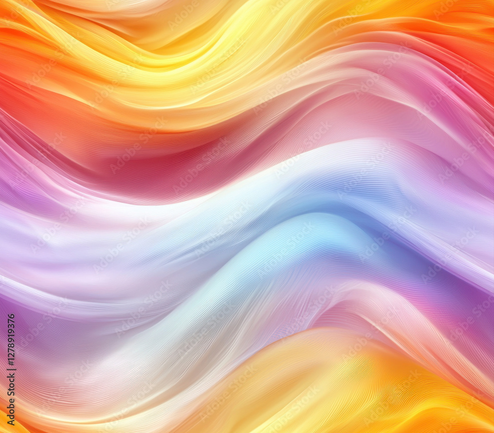 Soft swirling transitions of vibrant colors create calming effect, Seamless Pattern Style.