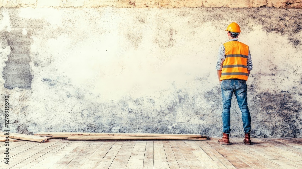 Young Worker Observing Construction Site Progress Young Worker Observing Construction Site Progress