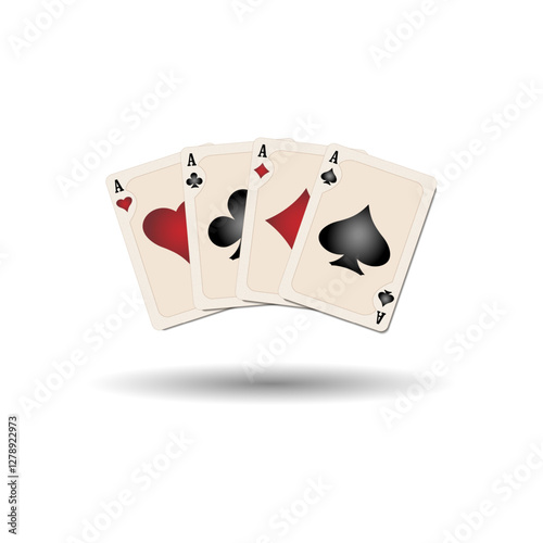 Casino playing cards. Diamonds, Hearts, Clubs, Spades on a white background