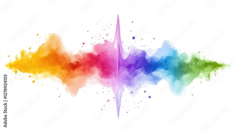 Obraz premium Rainbow Watercolor Splashes Create Abstract Art Design