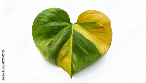 heart shaped green yellow leaves of devil s ivy or golden pothos isolated on white background