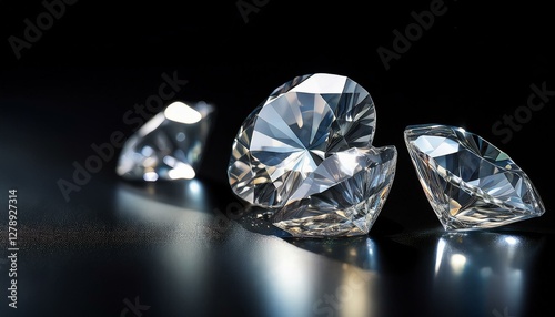 Shiny diamonds on black background