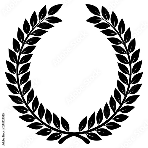 Laurel wreath silhouette vector on white background. 