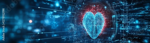 A digital blue background featuring medical devices