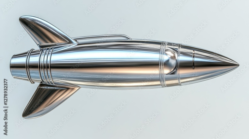 Sleek Chrome Rocket Ship Design Model Sleek Chrome Rocket Ship Design Model