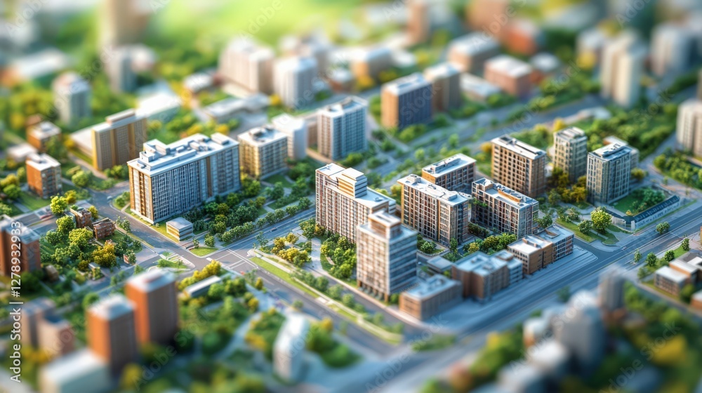 Fototapeta premium A cityscape with buildings and trees in the foreground