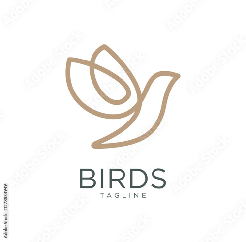 Simple Bird Vector Logo Line Art Design 