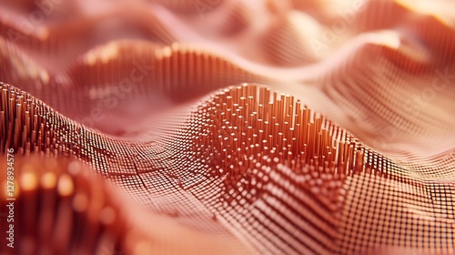 Conceptual golden digital landscape with detailed abstract surface design