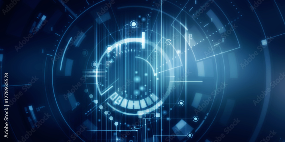 2d illustration Abstract futuristic electronic circuit technology background 2d illustration Abstract futuristic electronic circuit technology background