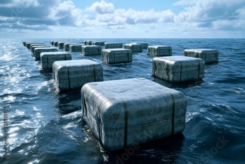 Cargo ship full of standard shipping containers at the sea during shipping at day time Neural network generated image Not based on any actual scene or pattern