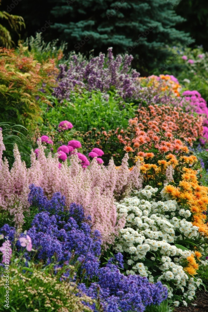 Obraz premium Spiraea enhances garden beauty with vibrant colors in a breathtaking perennial display