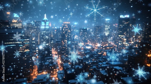 Snowy New York City Nightscape: A Winter Wonderland