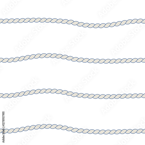 Horizontal anchor ropes and lines vector seamless pattern for for textile design, scrapbook paper, kids wallpaper. Nautical theme