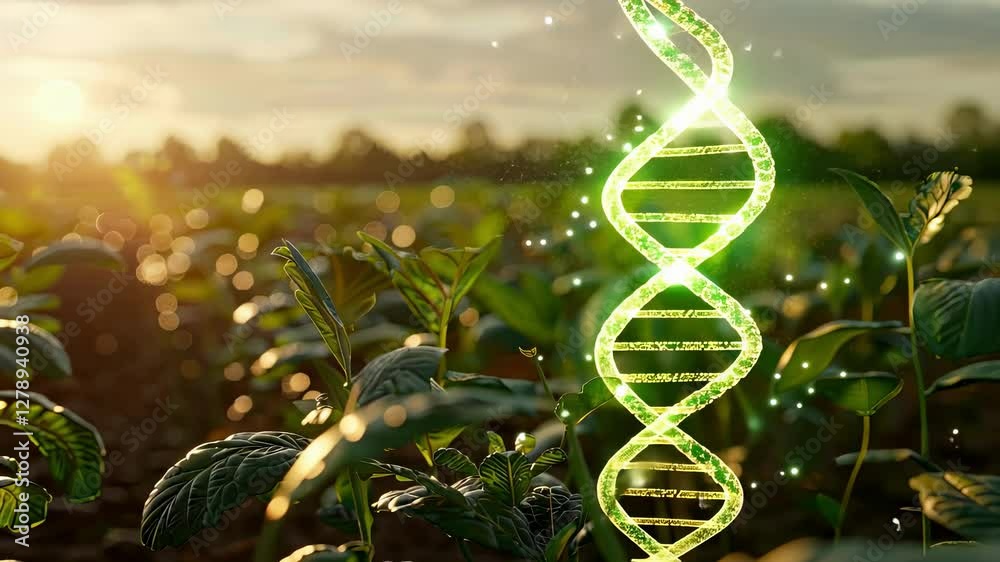 plant dna spiral on the background of nature