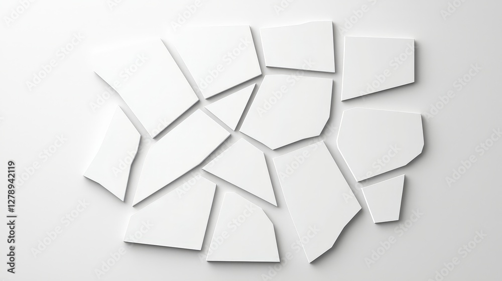 Broken White Tile Pieces on a Clean Surface Ideal for Backgrounds and Abstract Composition Broken White Tile Pieces on a Clean Surface Ideal for Backgrounds and Abstract Composition
