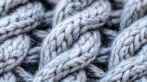 Detailed Close-up of Gray Knit Fabric Texture