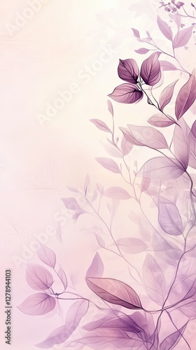 A purple flower with leaves is the main focus of the image