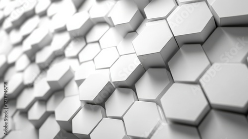 Abstract close-up of a textured white hexagonal pattern creating a modern design aesthetic